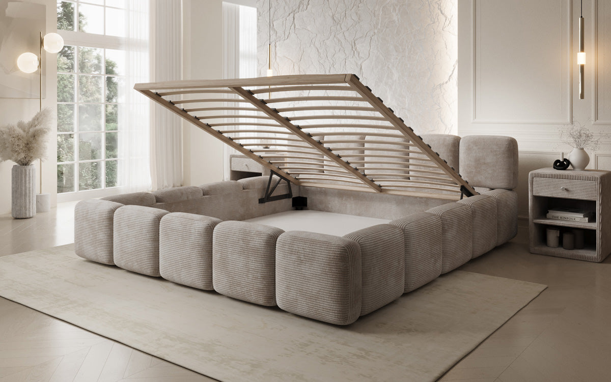 Designer Polsterbett Giulia Cord mit Stauraum