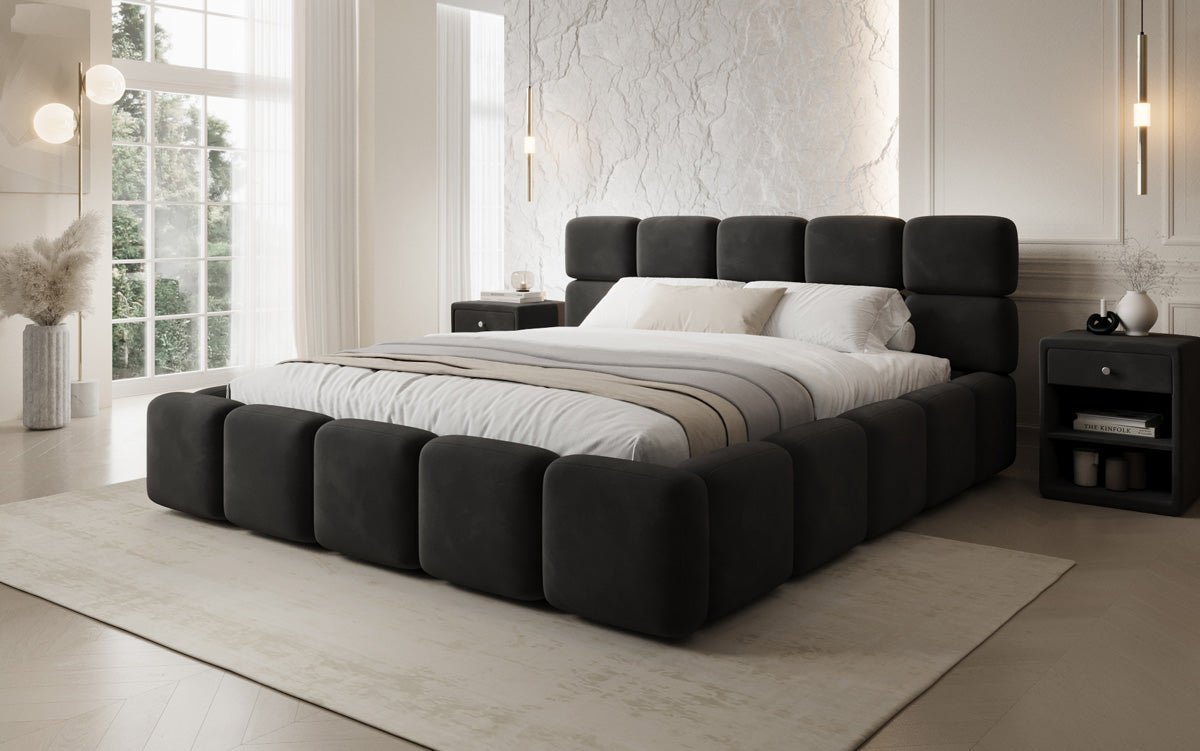 Designer Polsterbett Matilda Samt mit Stauraum