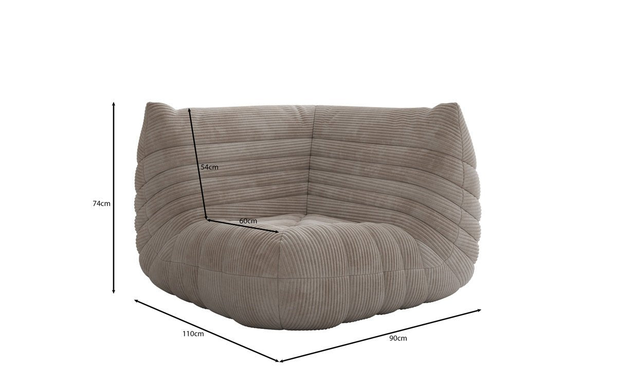 Designer Eckmodul Sofa-Sessel Calmo in Cord