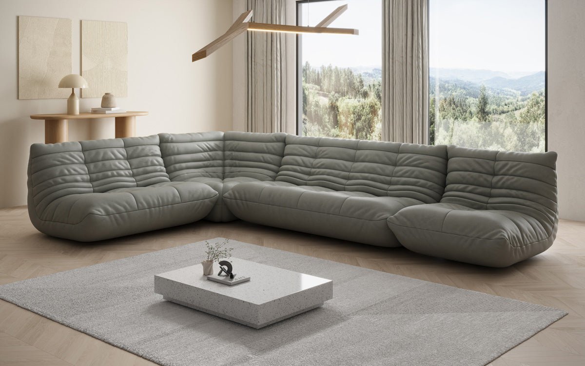Designer Sofa Wohnlandschaft Calmo in Echtleder