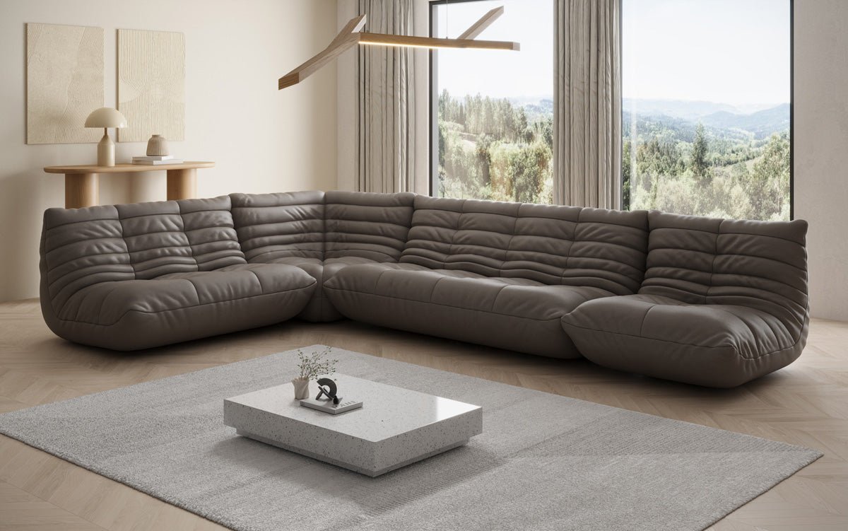 Designer Sofa Wohnlandschaft Calmo in Echtleder