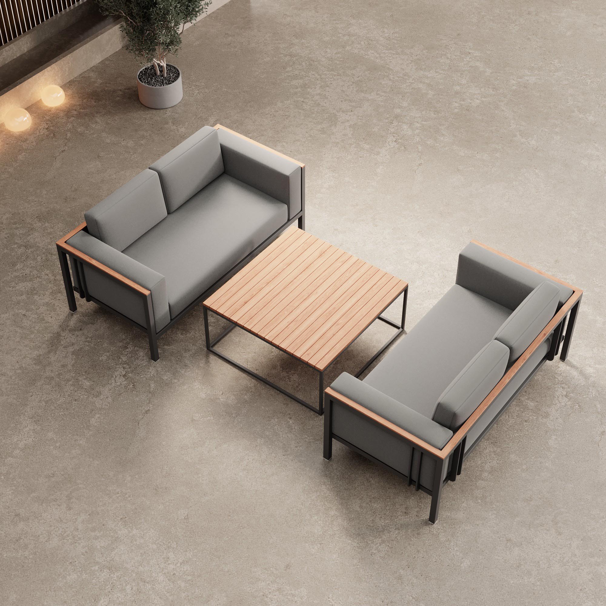 Euphoria – 2 Loungesofas & Tisch aus Aluminium | Aevora™ Kollektion