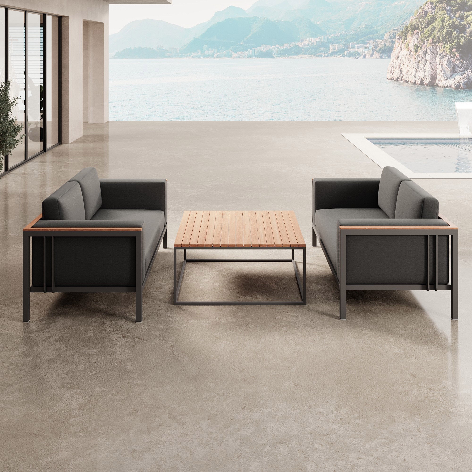 Euphoria – 2 Loungesofas & Tisch aus Aluminium | Aevora™ Kollektion