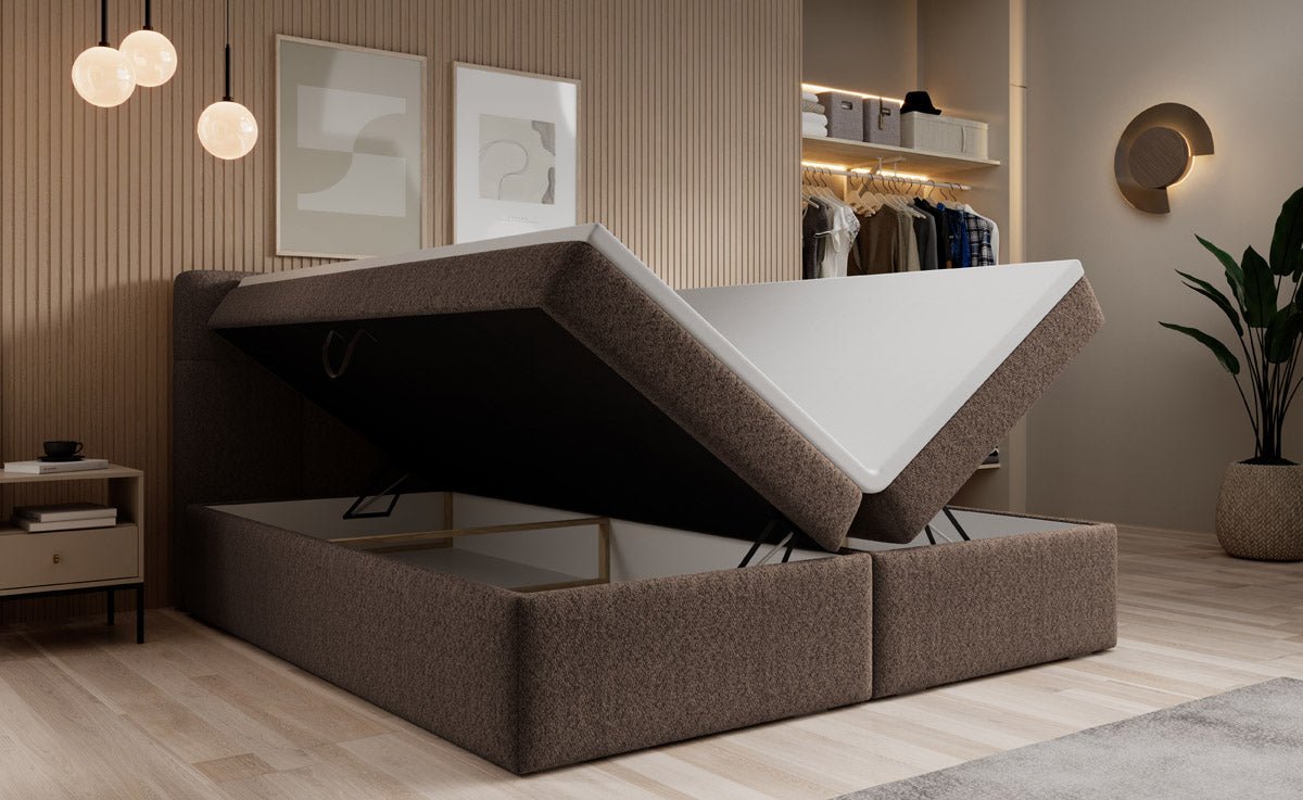 Boxspringbett Cozy II Bouclé mit Stauraum