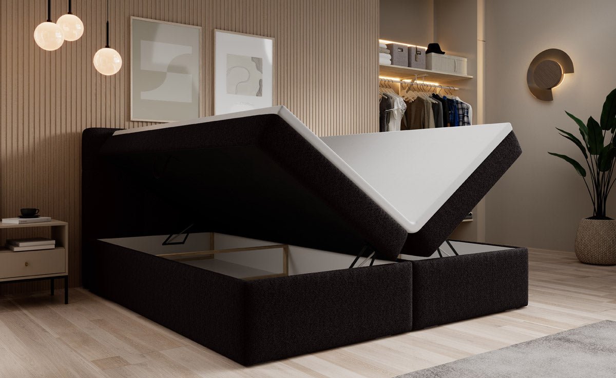 Boxspringbett Cozy II Bouclé mit Stauraum