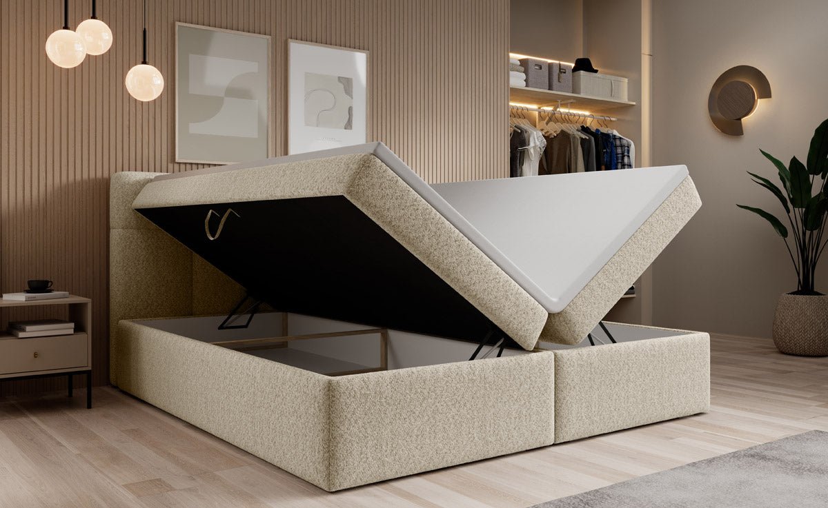 Boxspringbett Cozy II Bouclé mit Stauraum