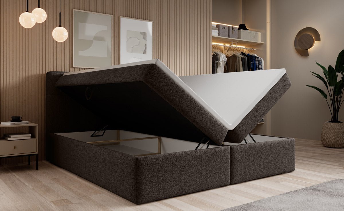 Boxspringbett Cozy II Bouclé mit Stauraum