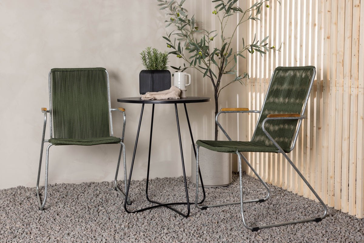 Garten Cafegruppe Malte – 3-teiliges Gartenmöbel-Set mit grünen Stühlen