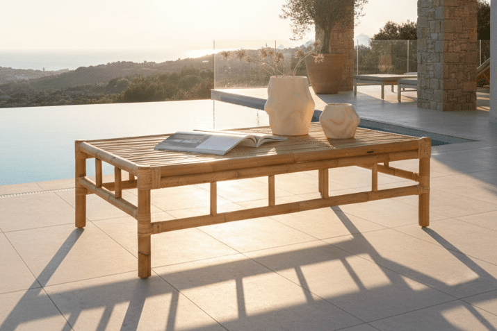 Garten Couchtisch Zypern - Aus Rattan und Bambus in Natur-Optik