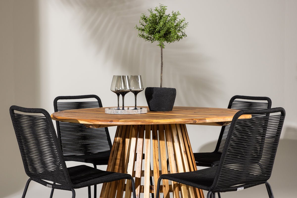 Garten Essgruppe Amano – 5-teiliges Gartenmöbel-Set mit rundem Tisch in 2 Farben