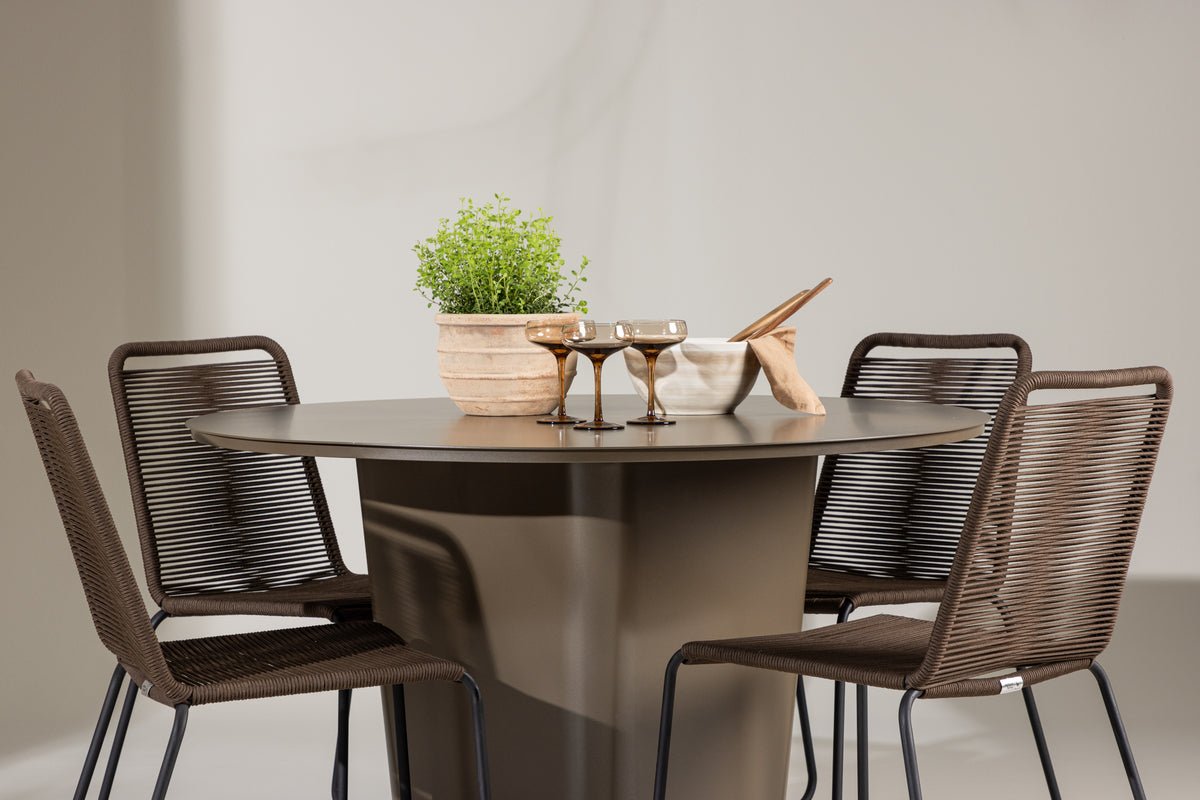 Garten Essgruppe Santa – 5-teiliges Gartenmöbel-Set mit rundem Tisch