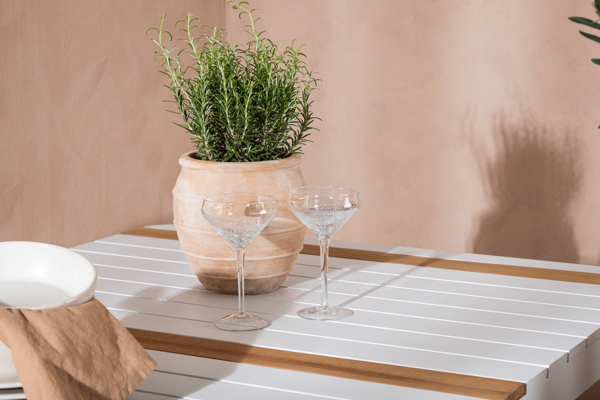 Garten Essgruppe Sarova – 5-teiliges Set in Weiß/Braun