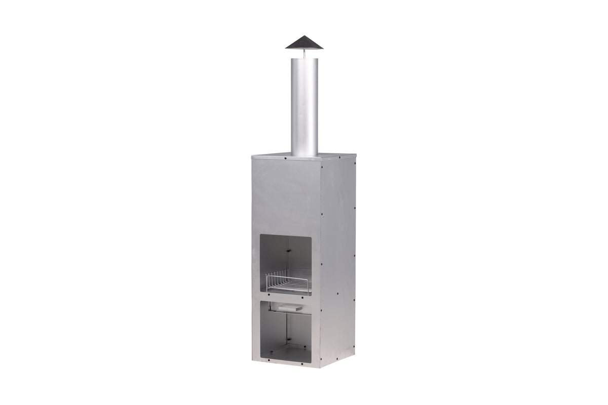 Garten Kamin Arne - aus Stahl mit Schornstein in Silber