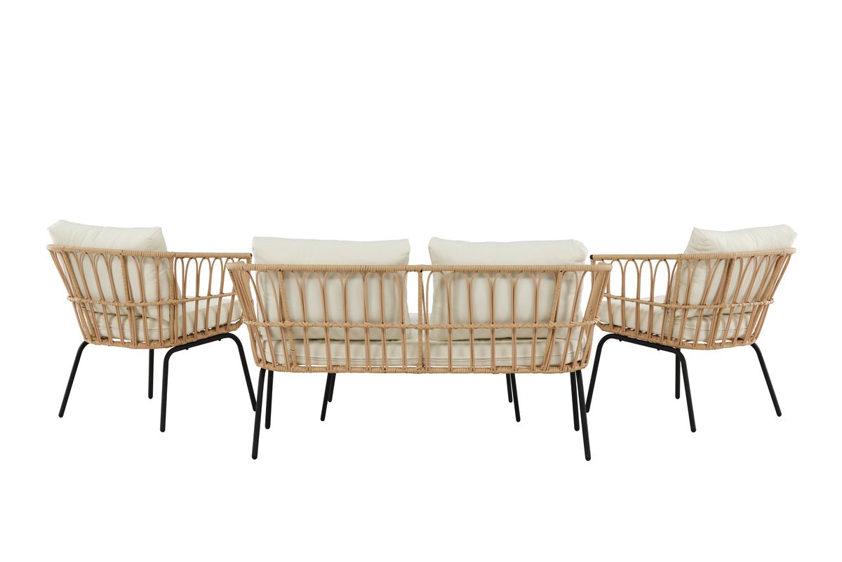 Garten Loungeset Arima – aus Rattan & Metall mit Glasplatte