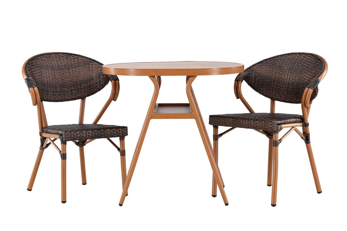 Garten Loungeset Elyon – 3-teiliges Set mit 2 Stühlen & Tisch in Braun
