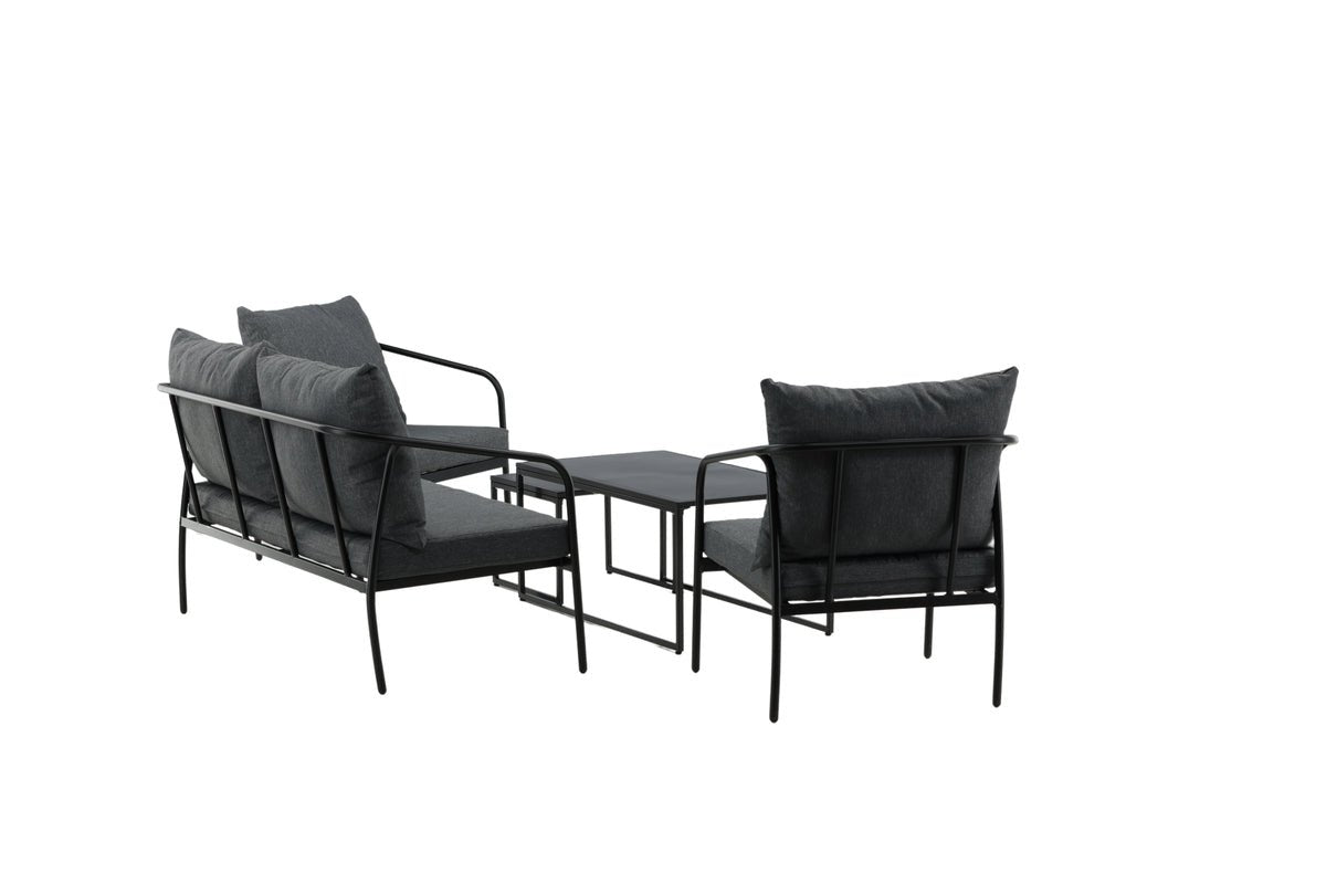 Garten Loungeset Living - aus schwarzem Stahlgestell