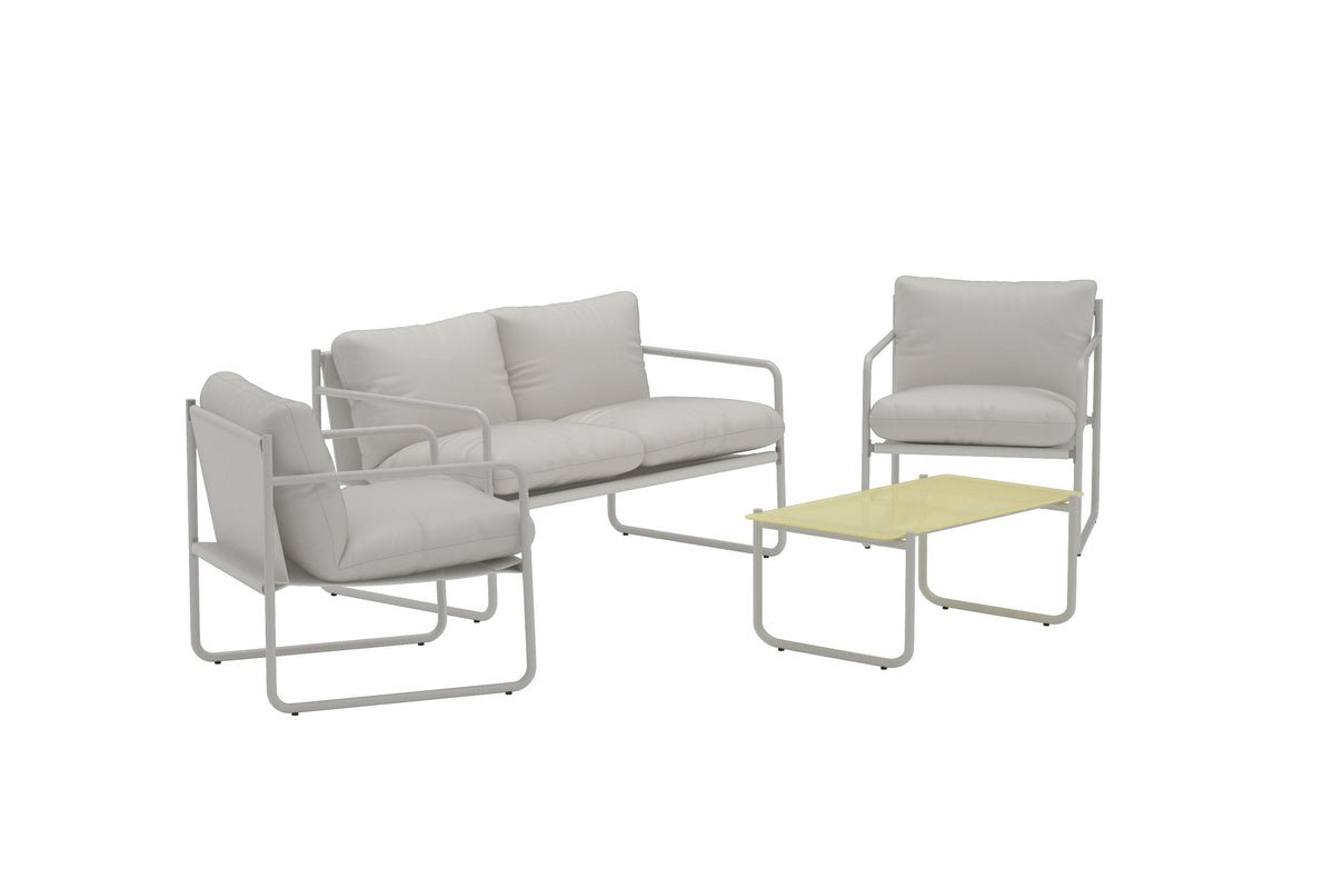 Garten Loungeset Marento – 4-teiliges Set mit grauem Stahlgestell