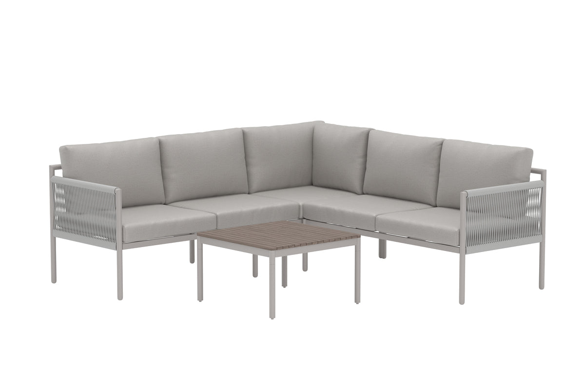 Garten Loungeset Rimini – wetterfest in Beige mit Aluminiumgestell