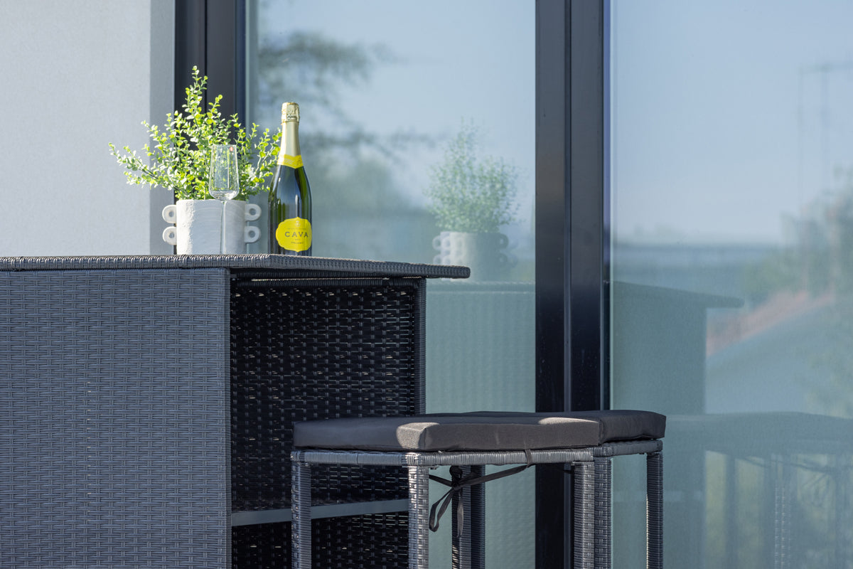 Garten Loungeset Talio – 3-teiliges Set aus synth. Rattan in Schwarz