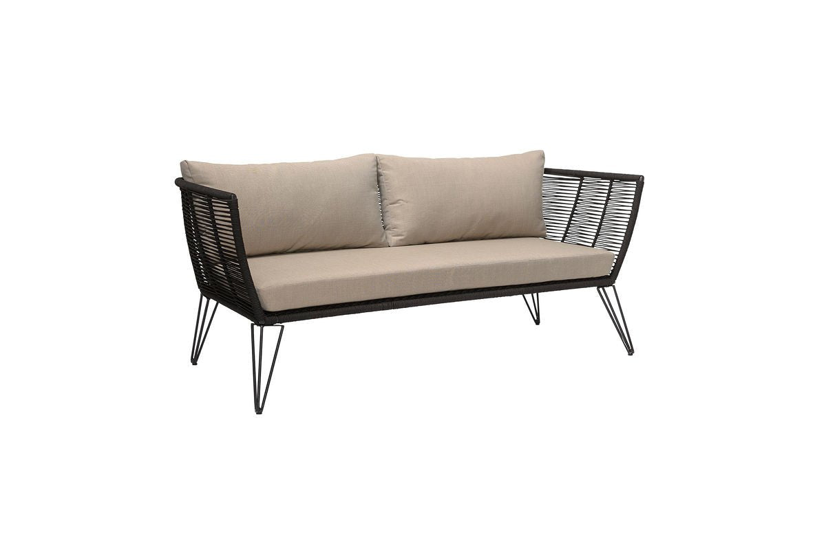 Garten Outdoor-Sofa Hugh – Metall mit handgeflochtener Kordel