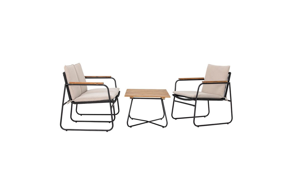 Garten-Sofa Avi – warmes Akazienholz mit geflochtener Optik