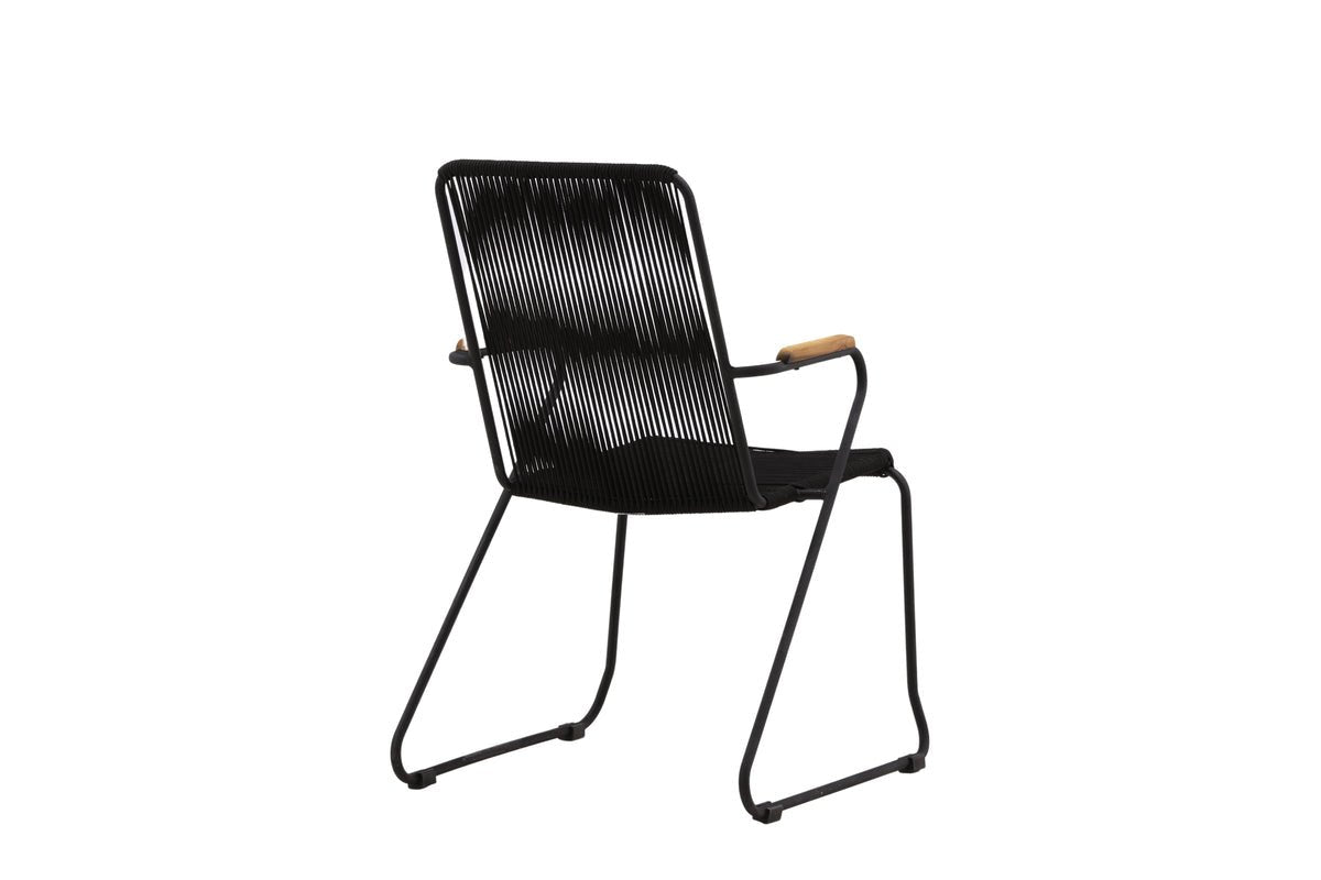 Gartenstuhl Sila - ein stilvoller Stuhl mit Holzakzenten in Schwarz oder Beige