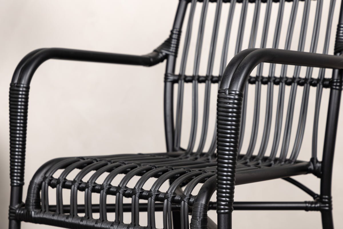 Gartenstuhl Tivaro - aus Rattan in Schwarz