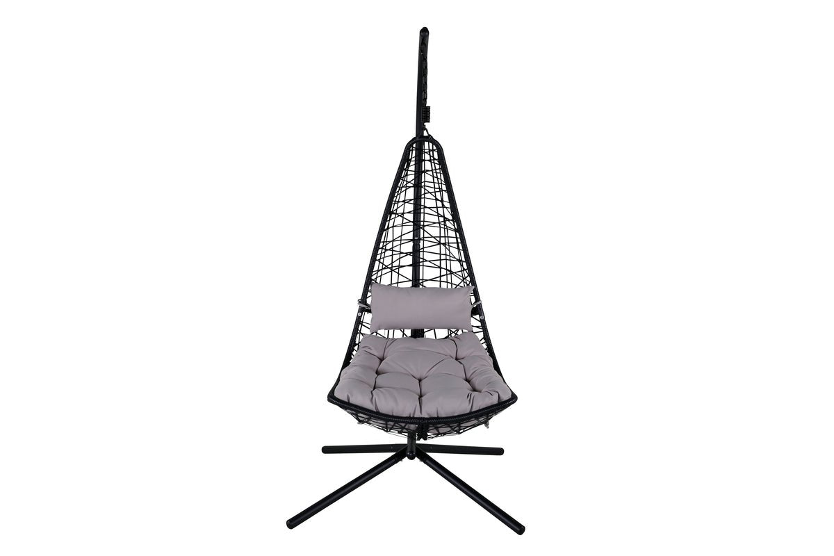 Hängesessel Brittany - aus Rattan/Metall in Schwarz, Grau