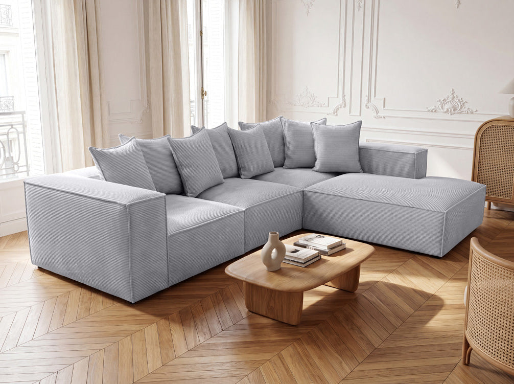 Designer Ecksofa Largo mit langer Ottomane in Cord