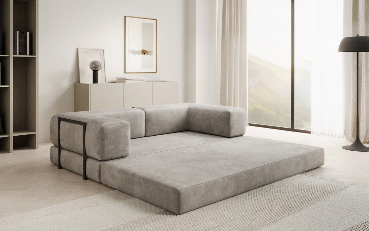 Lazy Spar-Set: 3-Sitzer + Hocker in Samt