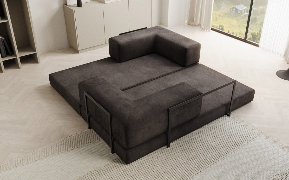 Lazy Spar-Set: 3-Sitzer + Hocker in Samt