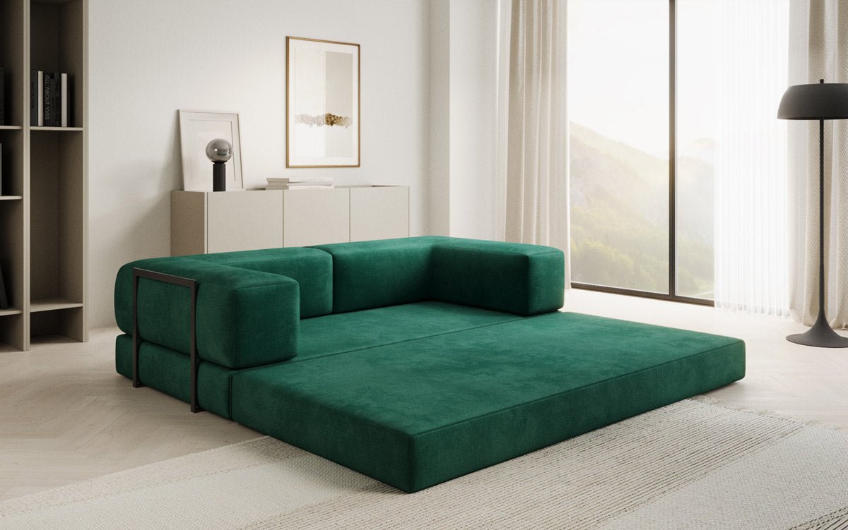 Lazy Spar-Set: 3-Sitzer + Hocker in Samt