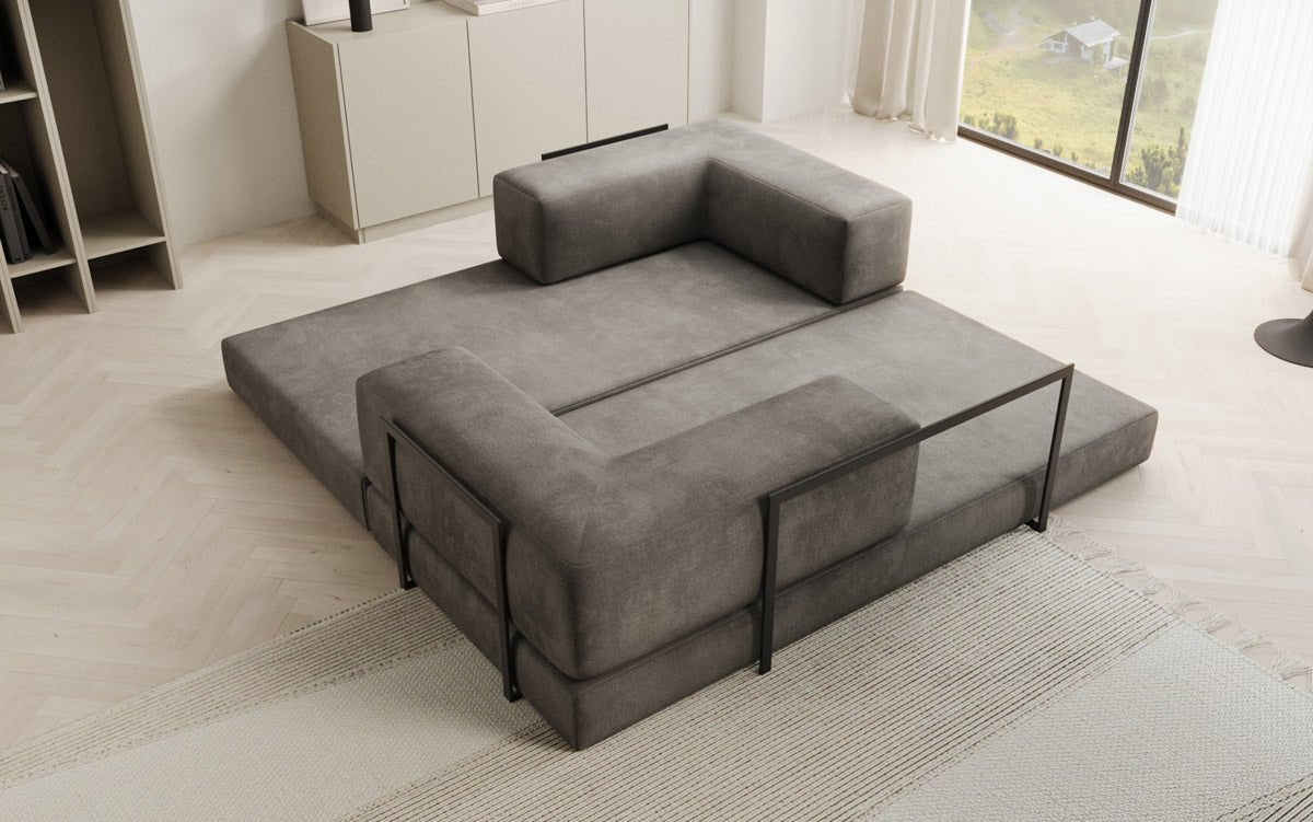 Lazy Spar-Set: 3-Sitzer + Hocker in Samt