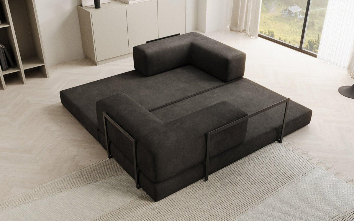 Lazy Spar-Set: 3-Sitzer + Hocker in Samt