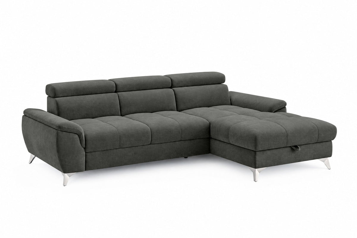 Designer Ecksofa Luno in Strukturstoff Anthrazit