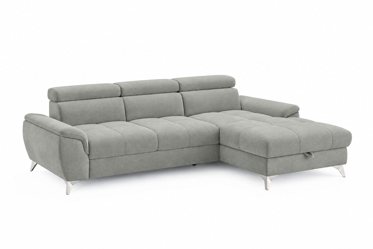 Designer Ecksofa Luno in Strukturstoff Hellgrau