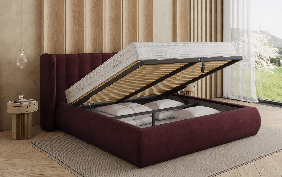 Designer Polsterbett Valentina Samt mit Stauraum