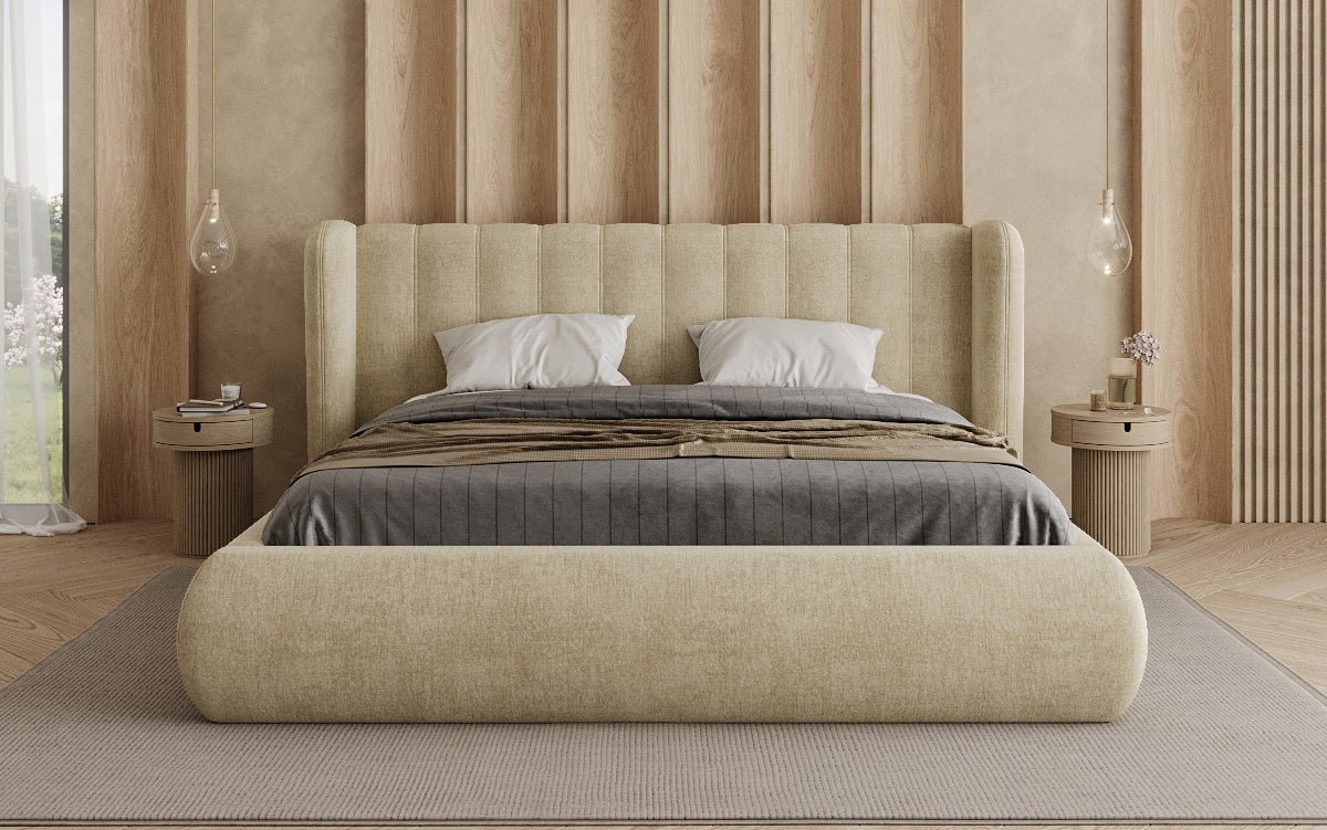 Designer Polsterbett Valentina Samt mit Stauraum