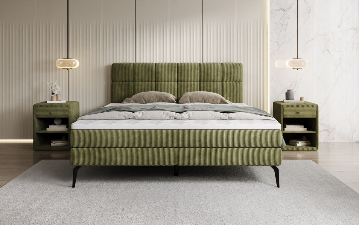 Boxspringbett Vera in Cord mit hohen Füßen