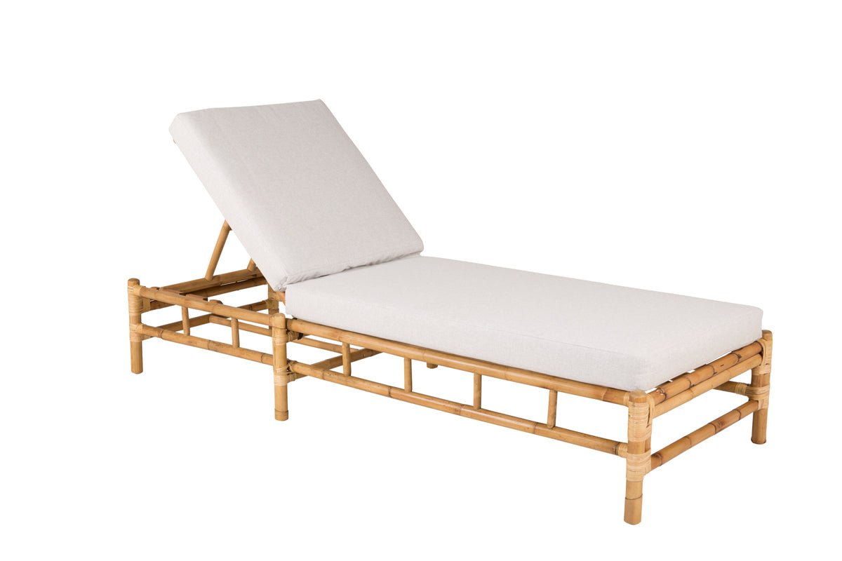 Sonnenliege Verano - aus Rattan mit grauen Kissen