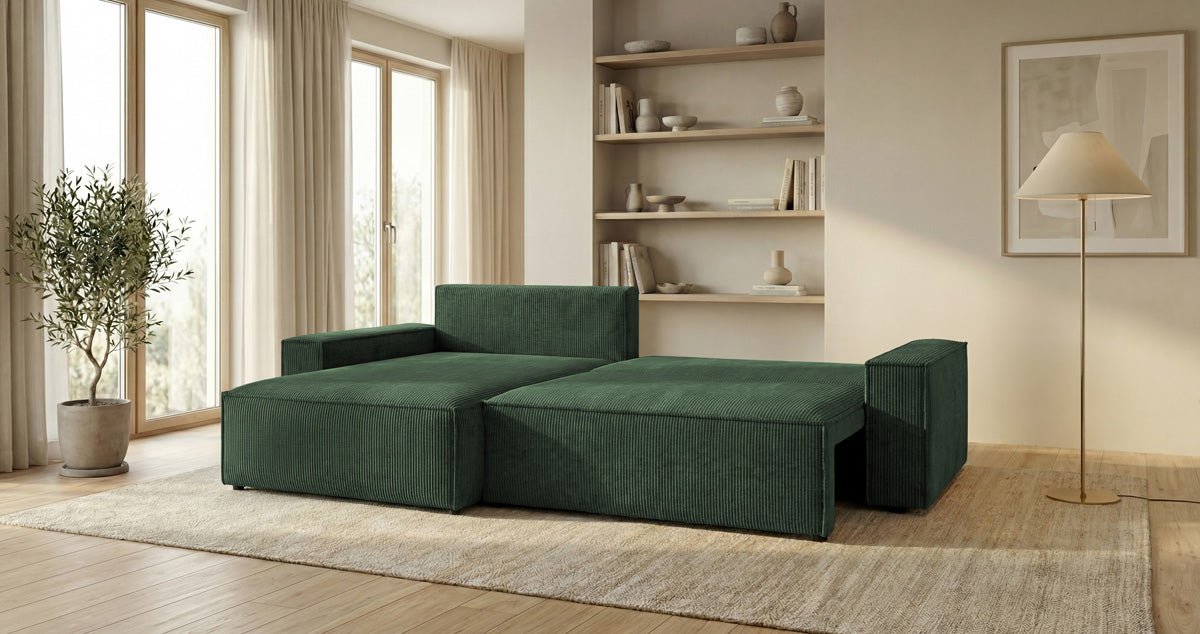 Designer Sofa Vienna mit Schlaf- und Klappfunktion in Cord