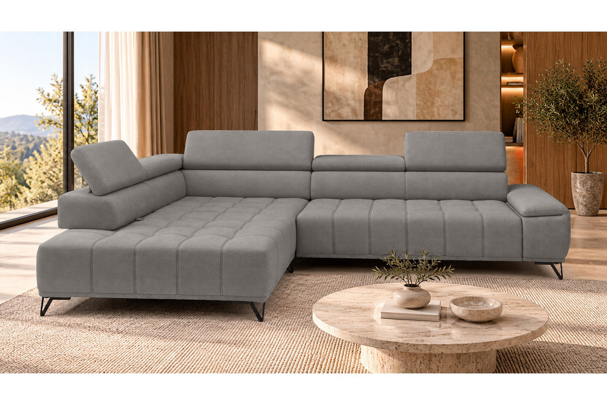 Ecksofa Volo in Chenille Grau, Ottomane links – Ansicht 3
