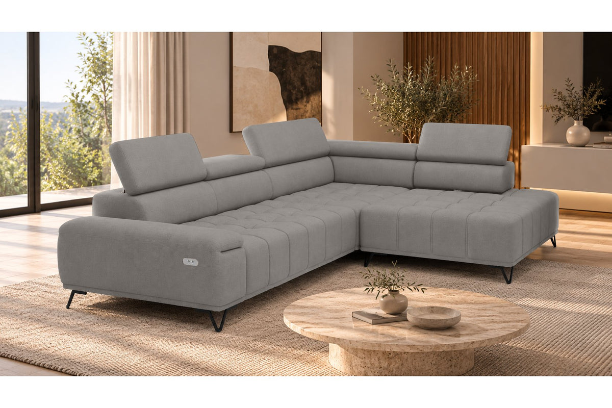 Ecksofa Volo in Chenille Grau, Ottomane rechts – Ansicht 4