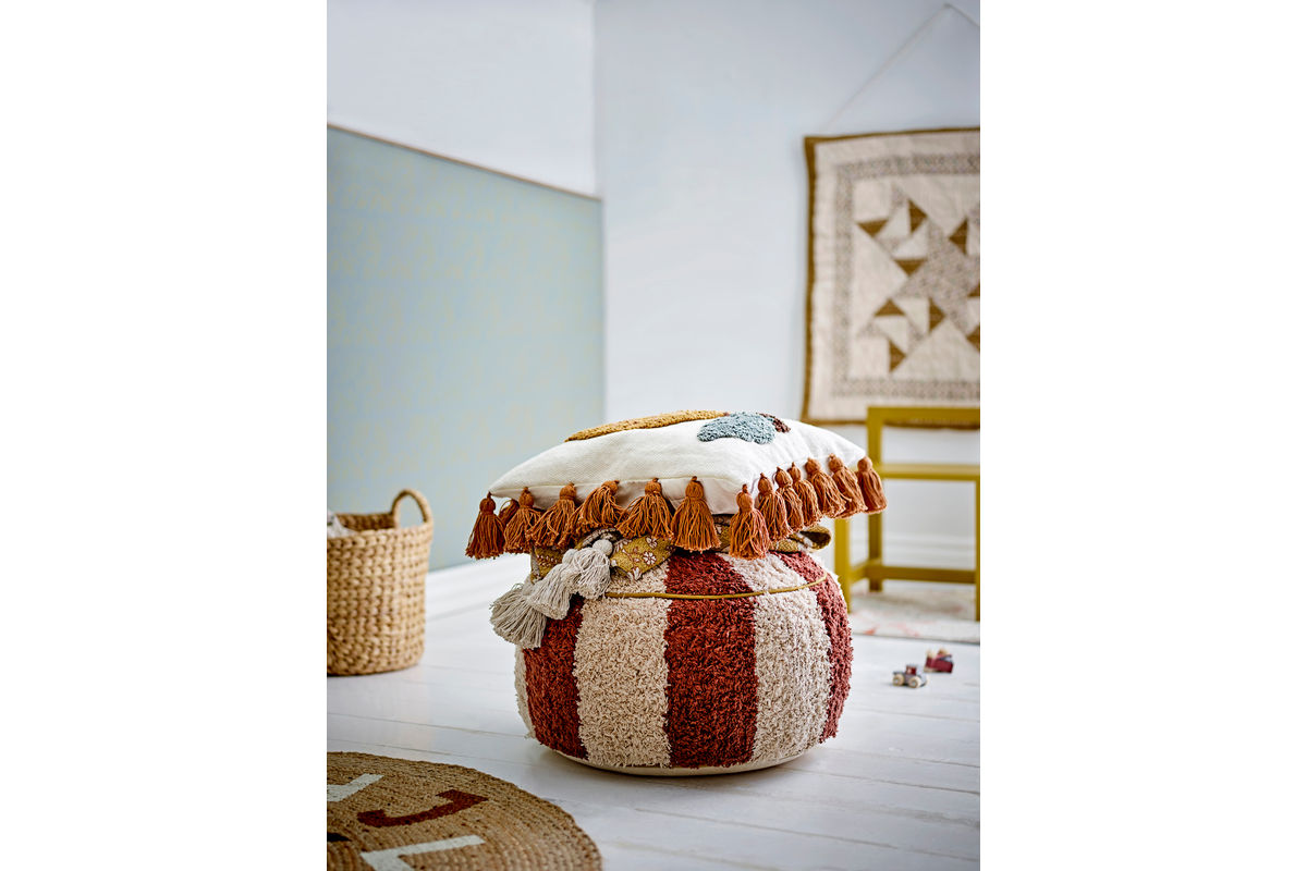 Kinderhocker Elli - in Rot-Weiß aus weichem Stoff