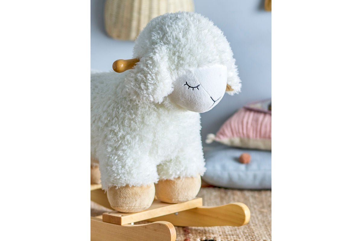 Schaukelspielzeug Salome – flauschiges Schaukeltier aus Holz für Babys & Kinder