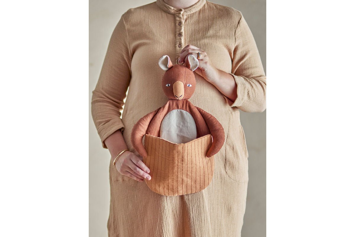 Wandkorb Arian - Känguru Aufbewahrung für Kinderzimmer aus Leinen