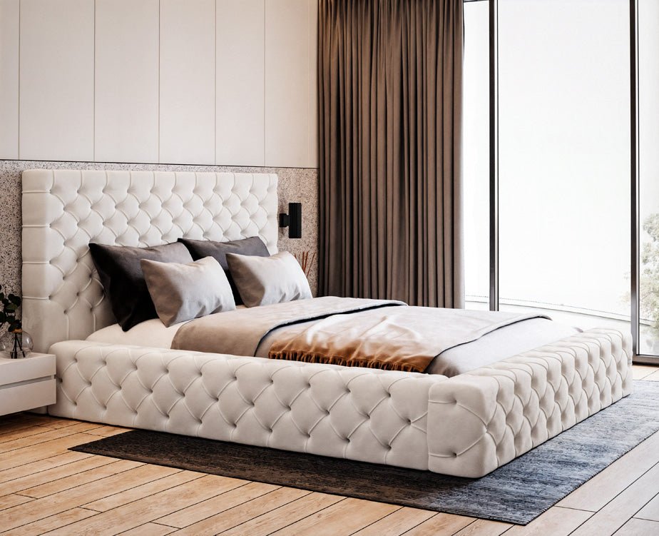 Designer Polsterbett Lana Samt mit Stauraum