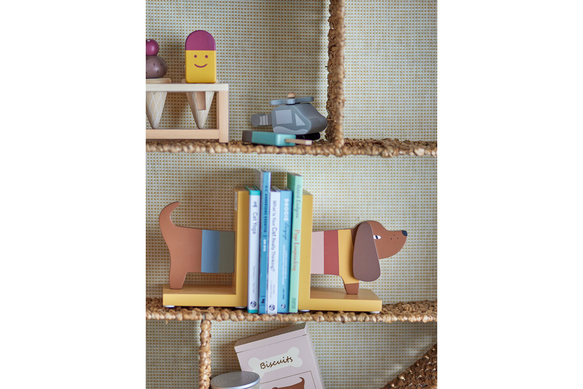 Buchstütze Lissi - aus Holz im Hundedesign für Kinder