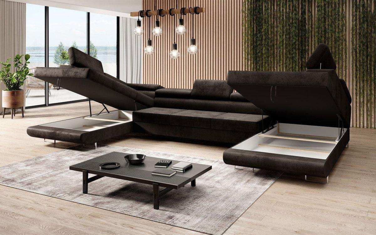 Designer Sofa Taormina mit Schlaf- und Klappfunktion in Kunstleder