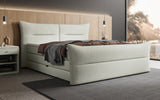 Boxspringbett Elea Leinen-Optik in Salbei (Beverly 15) – Milieu seitlich